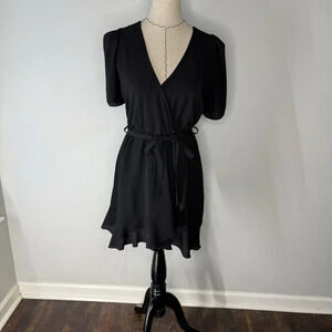 Aqua Women’s Size XS Black Chiffon A-line Short Mini Dress Lined formal